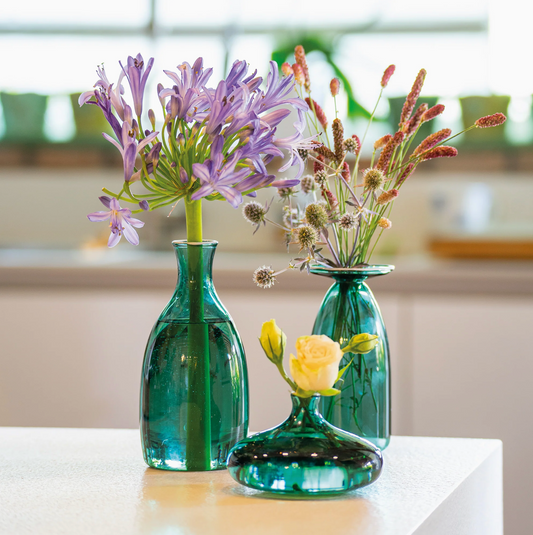 Un Fiore - Glazen Vaasje met Open Rand – Groen – 22 cl