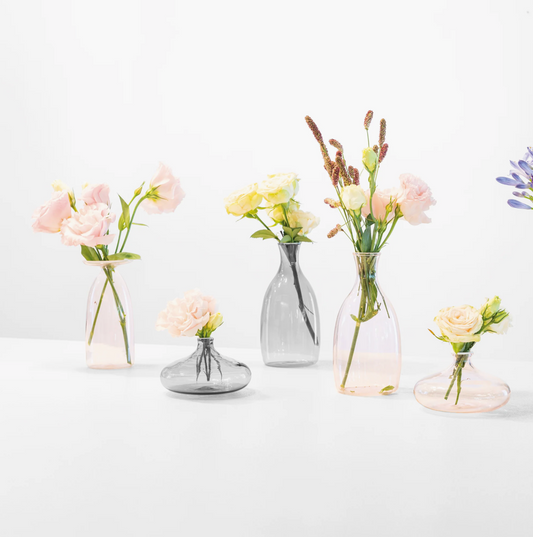 Un Fiore - Glazen Vaasje met witte rand – Roze – 35 cl