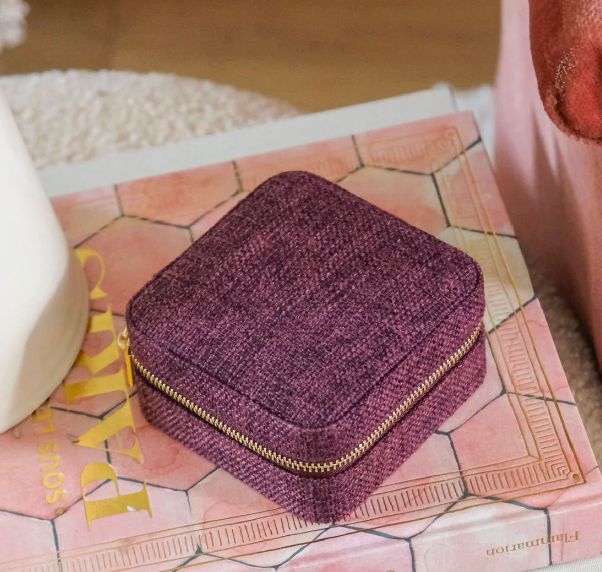 Reissieradendoos Linnen effect - Bordeaux