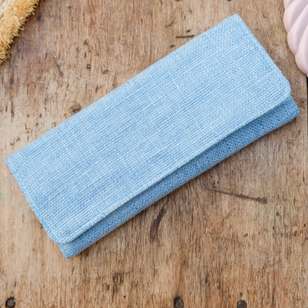 Linen-effect jewelry pouch - Light blue