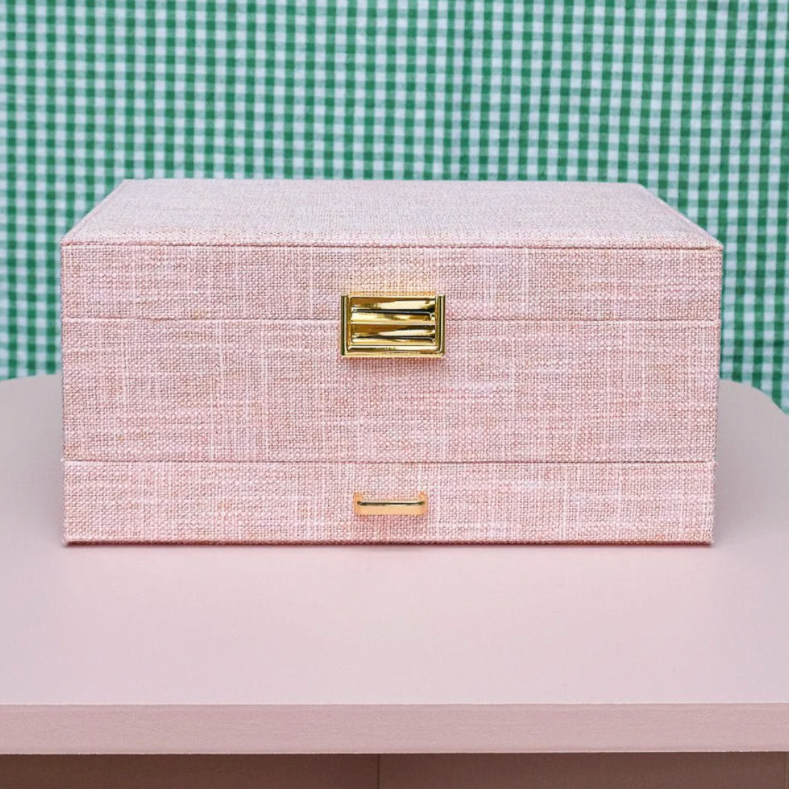 Sieradendoos linnen effect - Roos