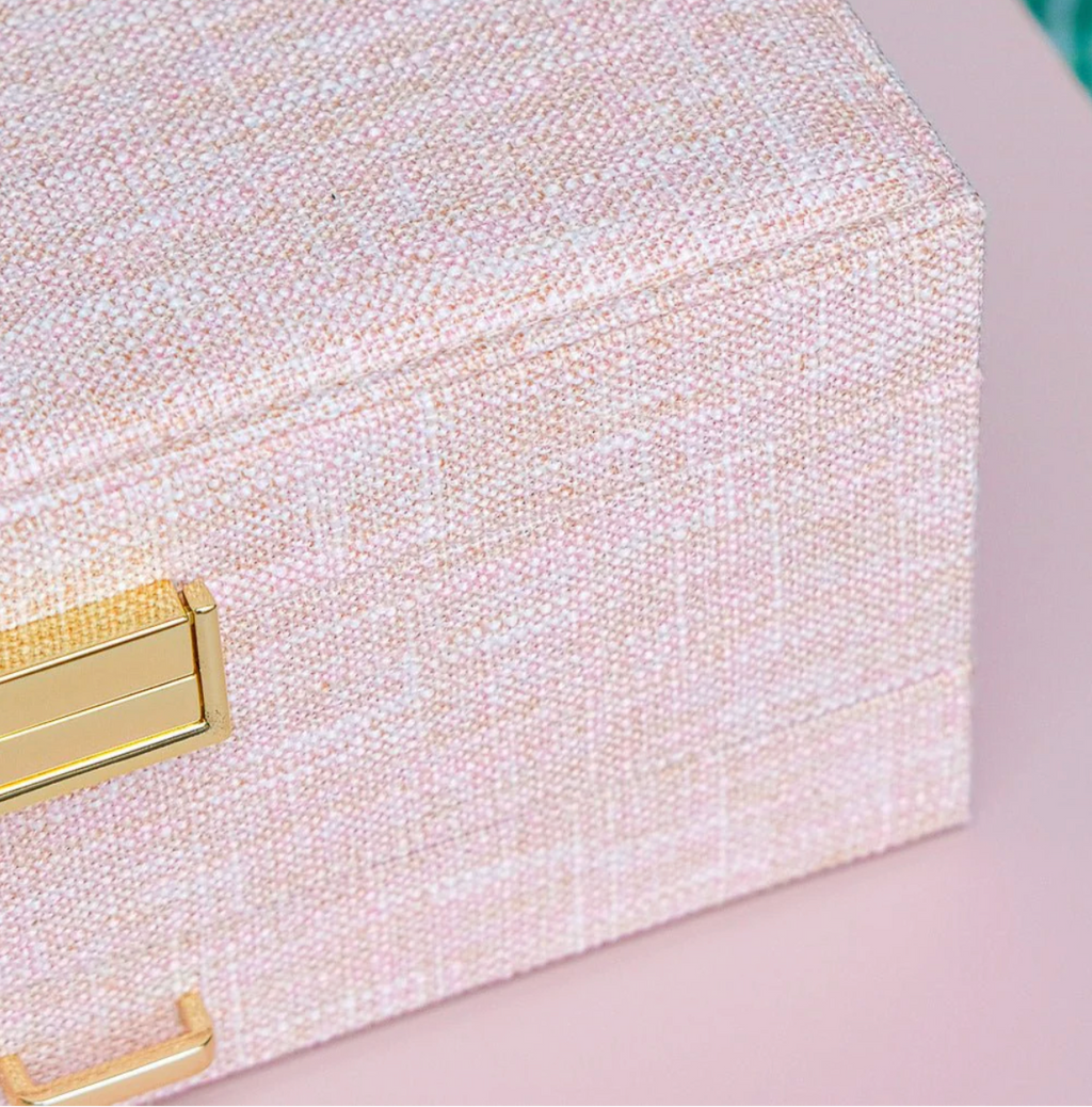 Sieradendoos linnen effect - Roos