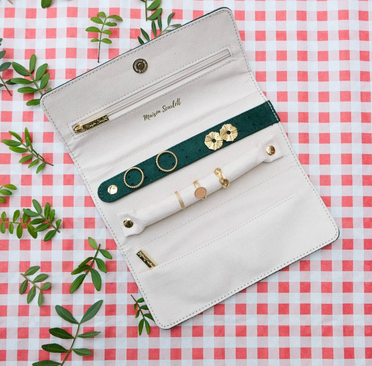 Sieradenpochette velours - Groen