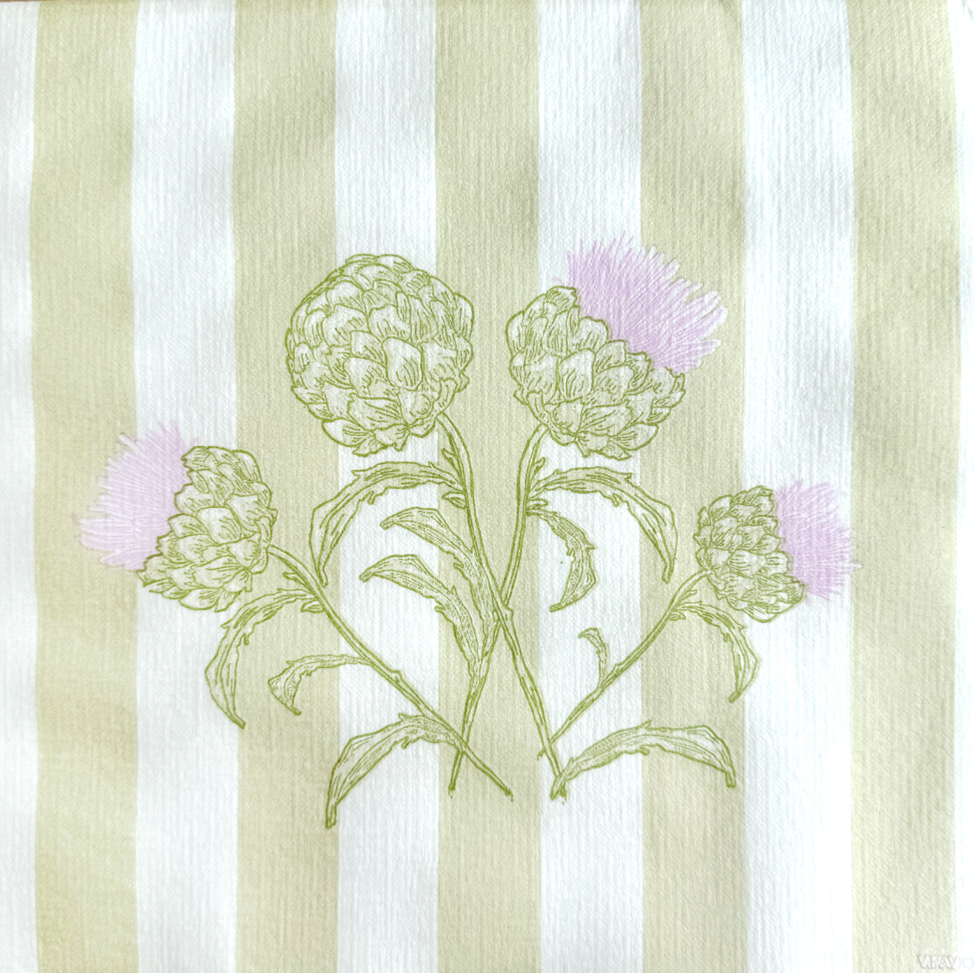 Servetten - Strepen met artisjokken - 40x40