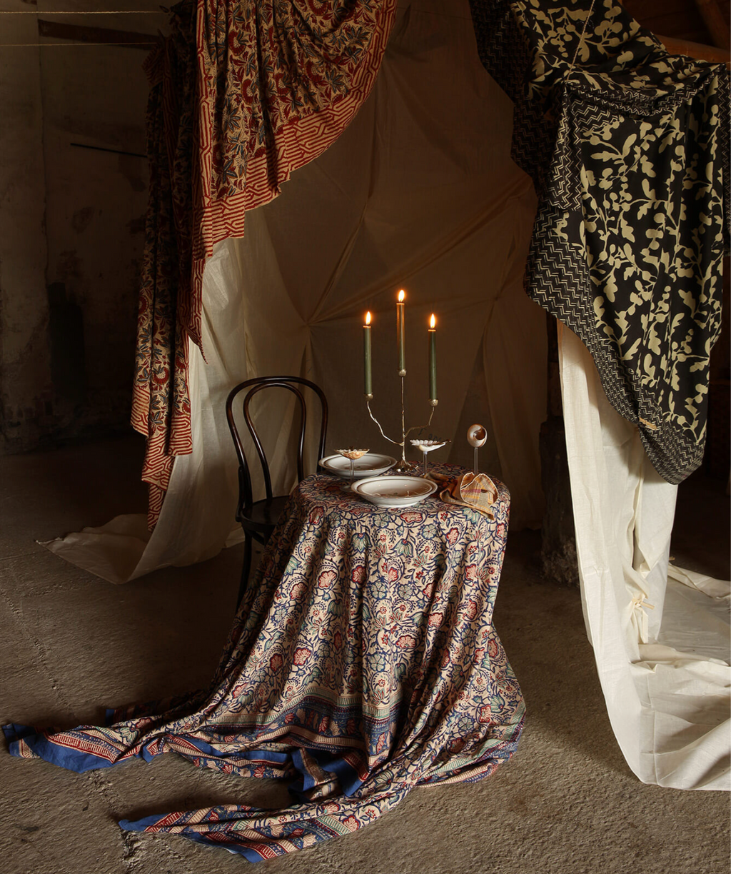 Hand-printed tablecloth "Bluebell" - 2 sizes