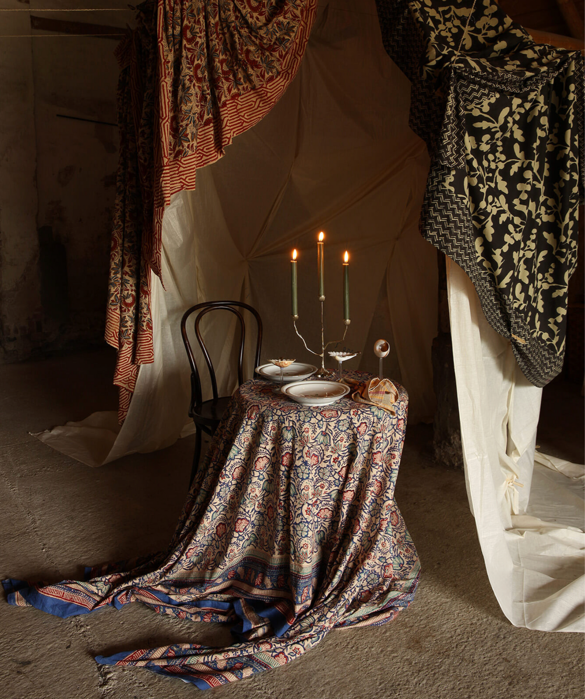 Hand-printed tablecloth "Bluebell" - 2 sizes