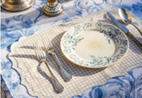 Linnenset voor 6 Vichy lichtblauw