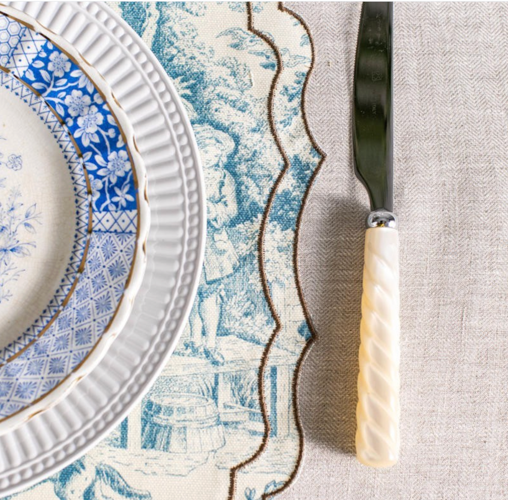 Placemats set blauwe toile de jouy