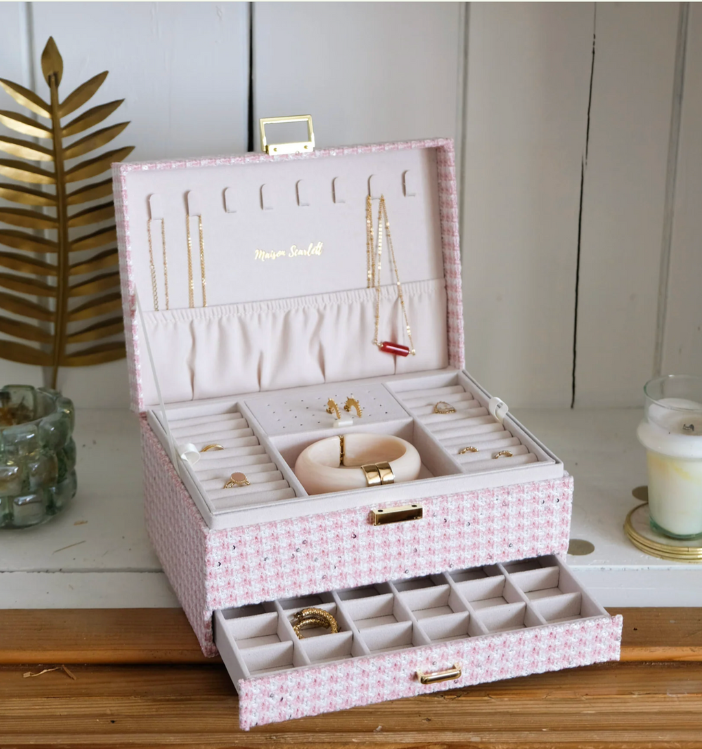 Sieradendoos Pied-de-Poule effect - Roze
