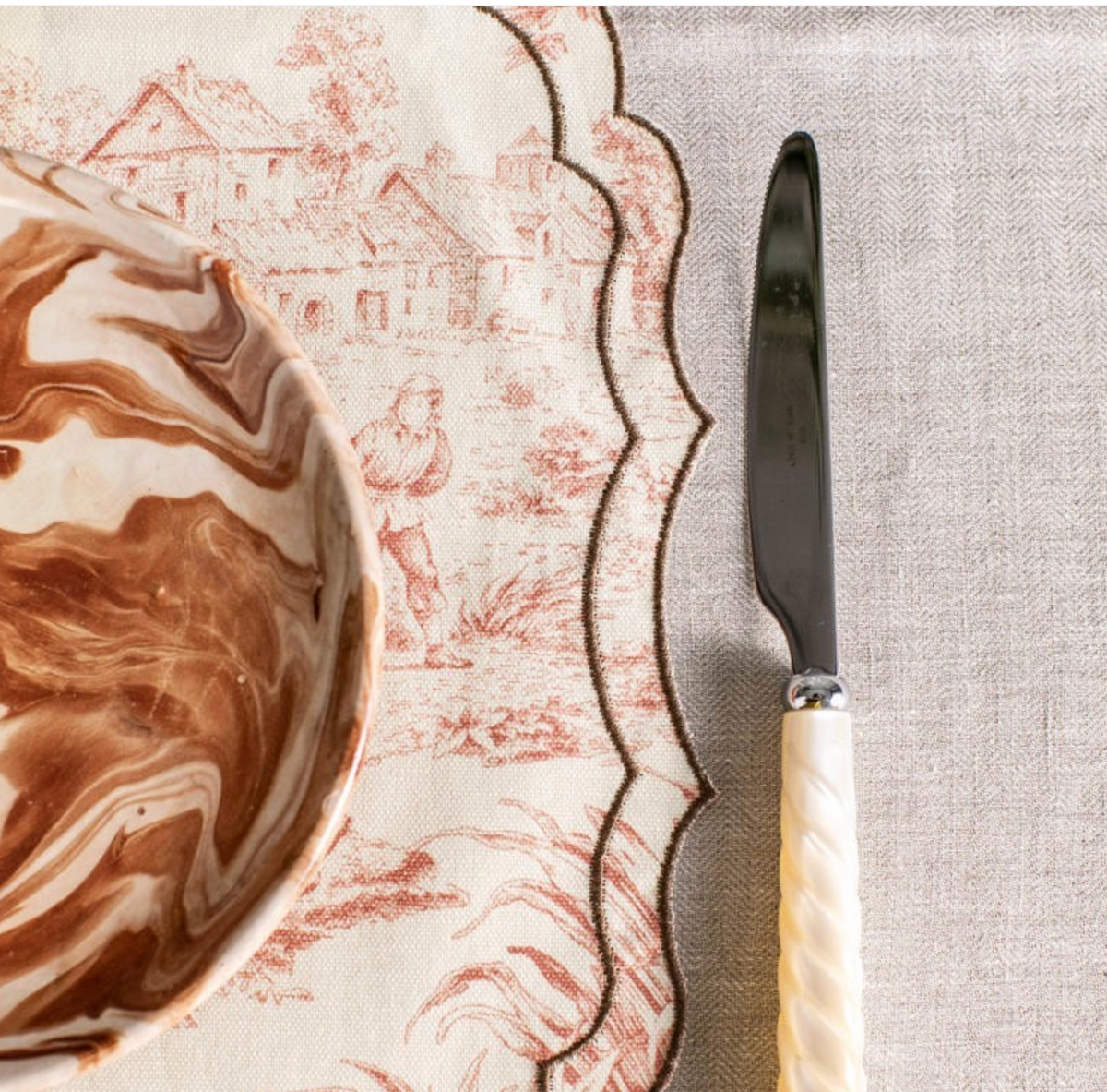 Placemats set roze toile de jouy