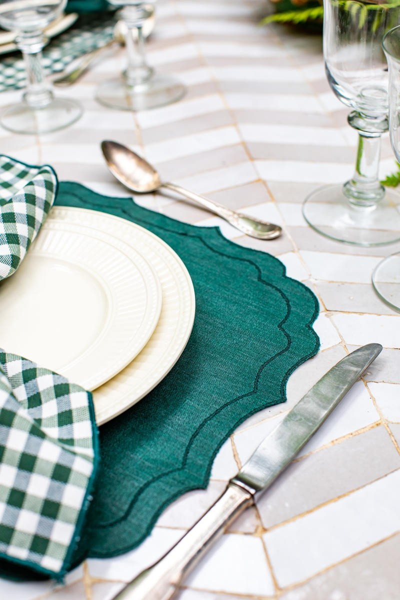 Vlekwerende Linnen Placemat Firenze – 50x35 cm – Tijm / Bosgroen