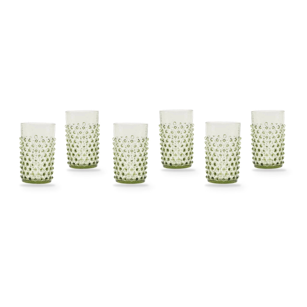 Set van 6 kristallen glazen olijfgroen