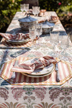 Vlekwerende Linnen Placemat – 50x35 cm - Roze Streepjes